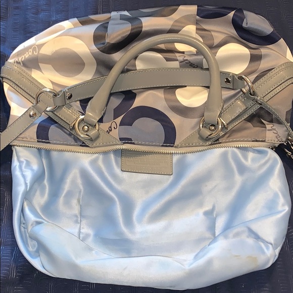 Satin Blue/grey coach handbag - Picture 3 of 5